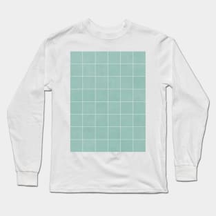 Large Grid Pattern - Light Blue Long Sleeve T-Shirt